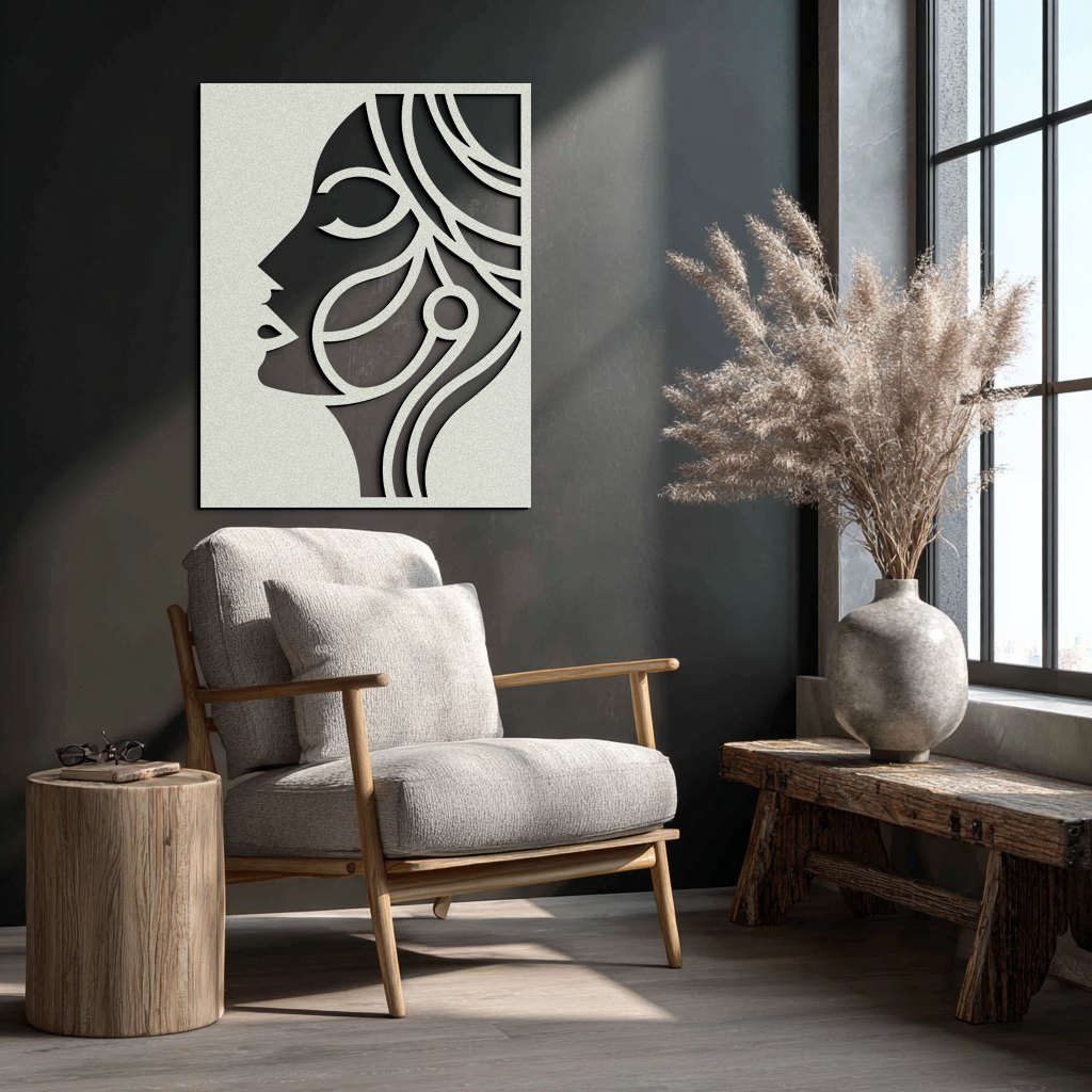 Female Silhouette Metal Wall Art – Elegant Abstract Woman Design for Modern Interiors- KAF393