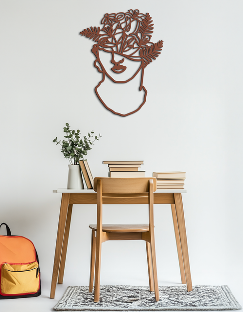 Load image into Gallery viewer, Floral Greek Statue Line Art – Modern Abstract Face Metal Wall Decor- KAF394