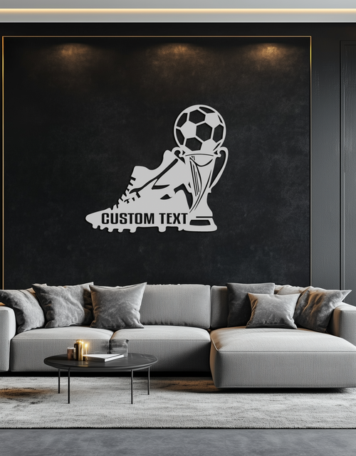 Load image into Gallery viewer, Custom Soccer Trophy and Cleat Metal Wall Art – Personalized Sports Decor for Athletes- KAF395