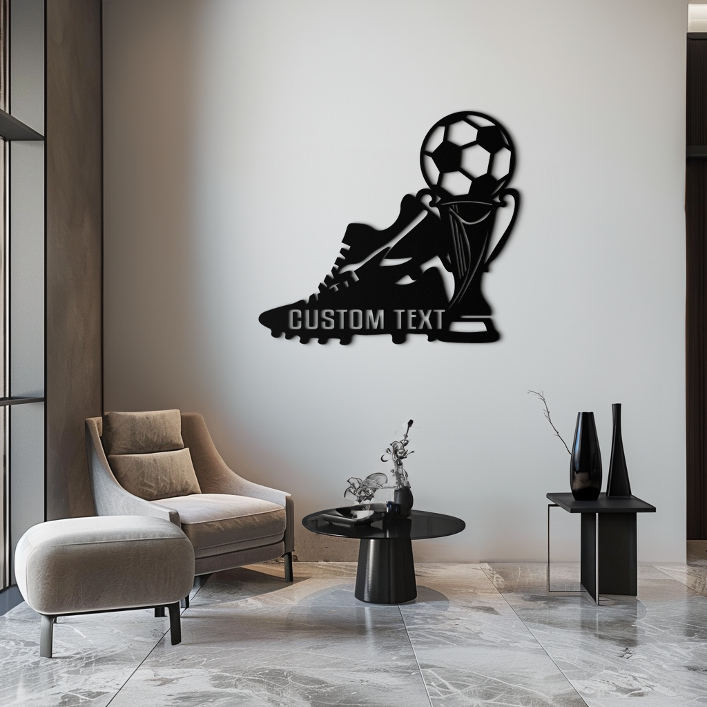 Custom Soccer Trophy and Cleat Metal Wall Art – Personalized Sports Decor for Athletes- KAF395