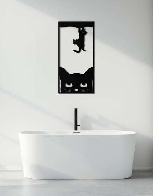 Load image into Gallery viewer, Cute Cat and Kitten Metal Wall Art – Playful Hanging Cat Silhouette Steel Decor for Pet Lovers and Home Interiors- KAF407