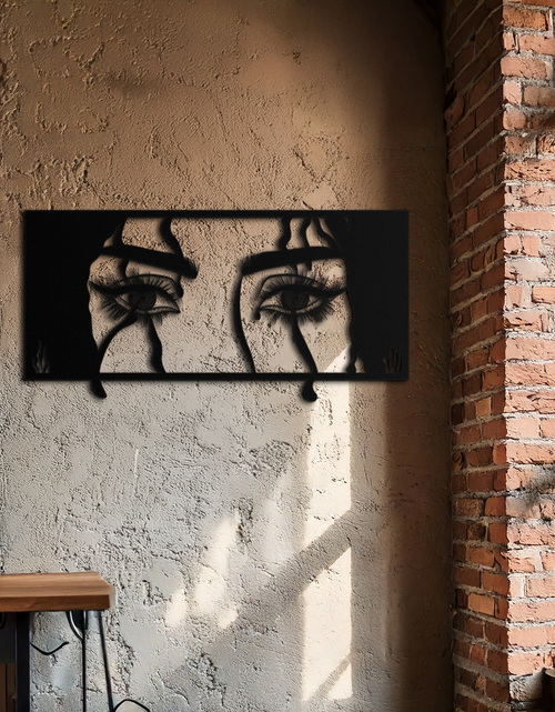 Load image into Gallery viewer, Mysterious Woman Eyes Metal Wall Art – Black Steel Feminine Silhouette Decor for Modern Stylish Interiors- KAF408