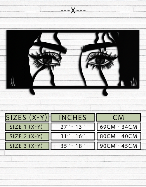 Load image into Gallery viewer, Mysterious Woman Eyes Metal Wall Art – Black Steel Feminine Silhouette Decor for Modern Stylish Interiors- KAF408
