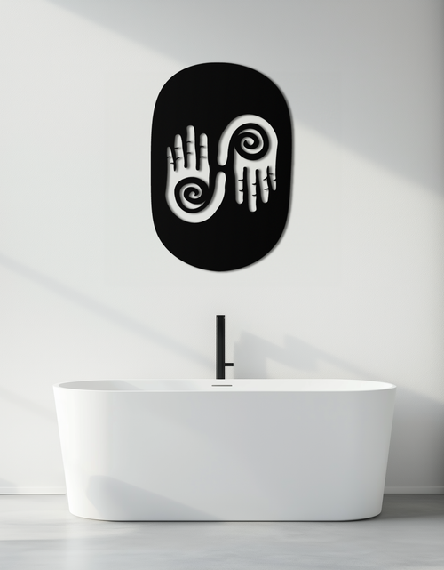 Load image into Gallery viewer, Abstract Spiral Hands Metal Wall Art – Mystical Black Steel Decor with Spiraled Palm Silhouette for Modern Interiors- KAF421