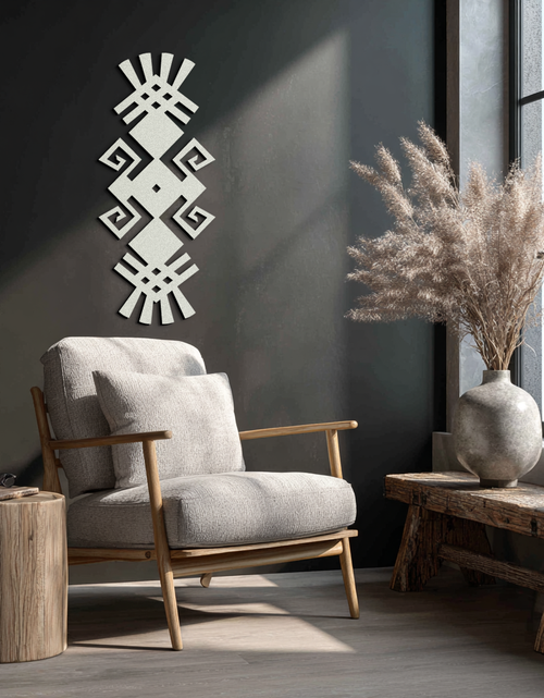 Load image into Gallery viewer, Tribal Ethnic Pattern Metal Wall Art – Abstract Geometric Black Steel Decor for Modern Bohemian Interiors- KAF432