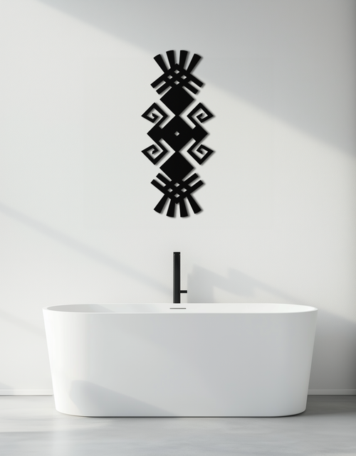 Load image into Gallery viewer, Tribal Ethnic Pattern Metal Wall Art – Abstract Geometric Black Steel Decor for Modern Bohemian Interiors- KAF432
