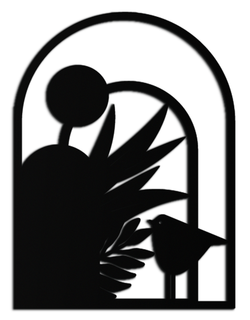 Load image into Gallery viewer, Modern Archway with Bird & Plants Metal Wall Art – Abstract Nature-Inspired Black Steel Decor for Contemporary Interiors- KAF438