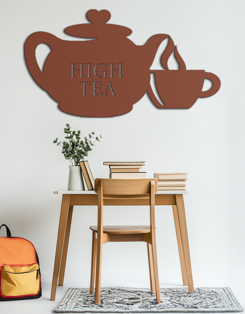 Load image into Gallery viewer, High Tea Teapot & Cup Metal Wall Art – Elegant Black Steel Tea-Time Decor for Kitchen, Café, and Dining Spaces- KAF440
