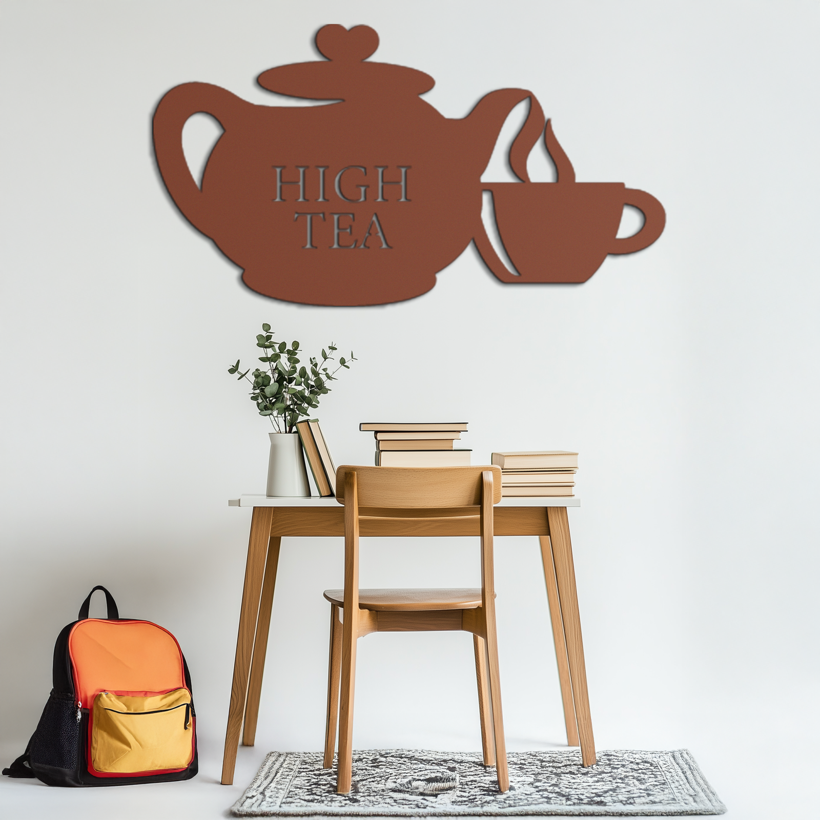 High Tea Teapot & Cup Metal Wall Art – Elegant Black Steel Tea-Time Decor for Kitchen, Café, and Dining Spaces- KAF440
