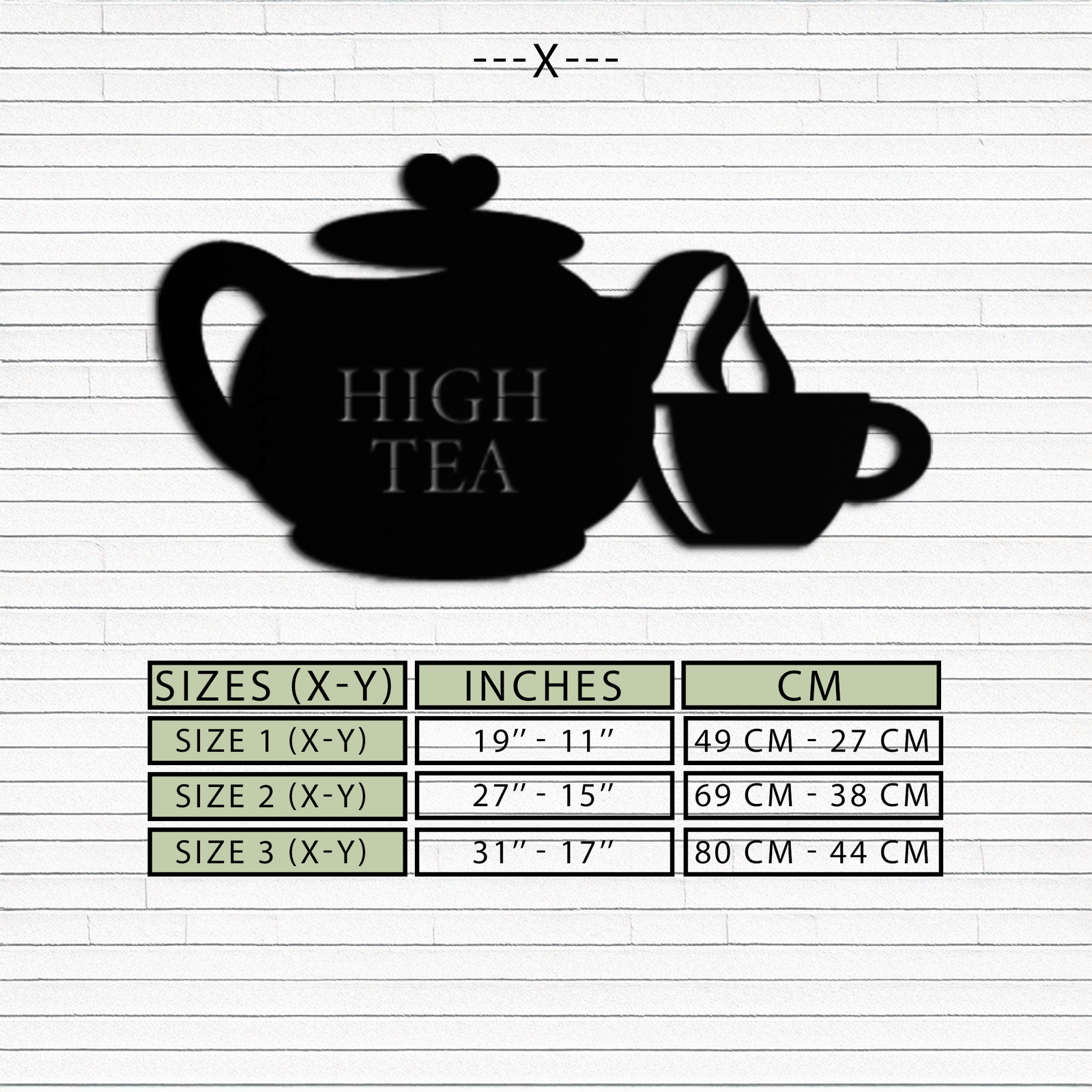 High Tea Teapot & Cup Metal Wall Art – Elegant Black Steel Tea-Time Decor for Kitchen, Café, and Dining Spaces- KAF440