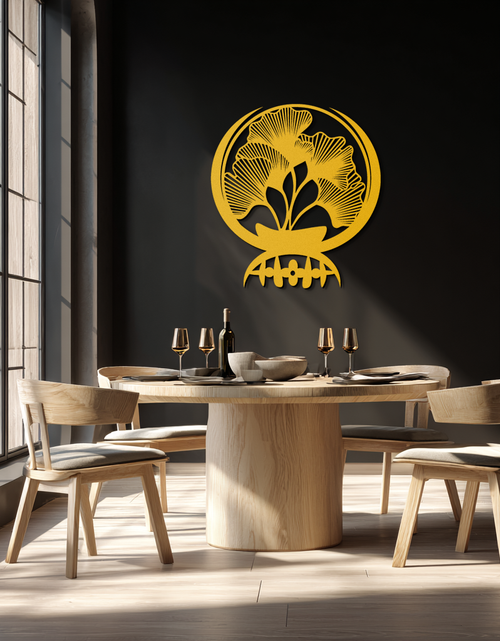 Load image into Gallery viewer, Ginkgo Leaves Abstract Metal Wall Art – Elegant Nature-Inspired Black Steel Decor for Modern Home Interiors- KAF441