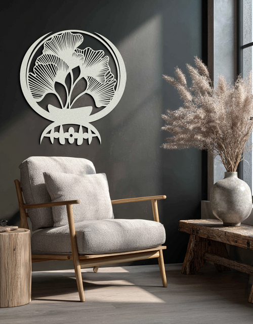 Load image into Gallery viewer, Ginkgo Leaves Abstract Metal Wall Art – Elegant Nature-Inspired Black Steel Decor for Modern Home Interiors- KAF441