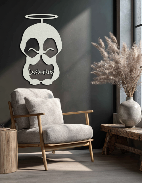 Load image into Gallery viewer, Personalized Cute Angel Penguin Metal Wall Art – Custom Text Adorable Black Steel Decor for Kids Rooms and Nurseries- KAF449