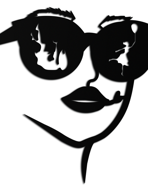 Load image into Gallery viewer, Modern Woman Face with Sunglasses Metal Wall Art – Abstract Reflective Scene Black Steel Decor for Contemporary Interiors- KAF460