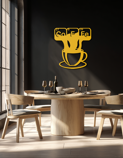 Load image into Gallery viewer, Coffee Elements Chemistry Metal Wall Art – Scientific Coffee Cup Black Steel Decor for Kitchens, Cafés, and Offices- KAF462