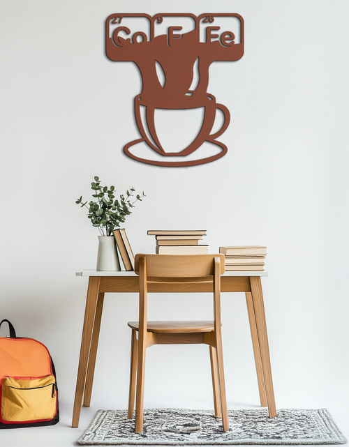 Load image into Gallery viewer, Coffee Elements Chemistry Metal Wall Art – Scientific Coffee Cup Black Steel Decor for Kitchens, Cafés, and Offices- KAF462