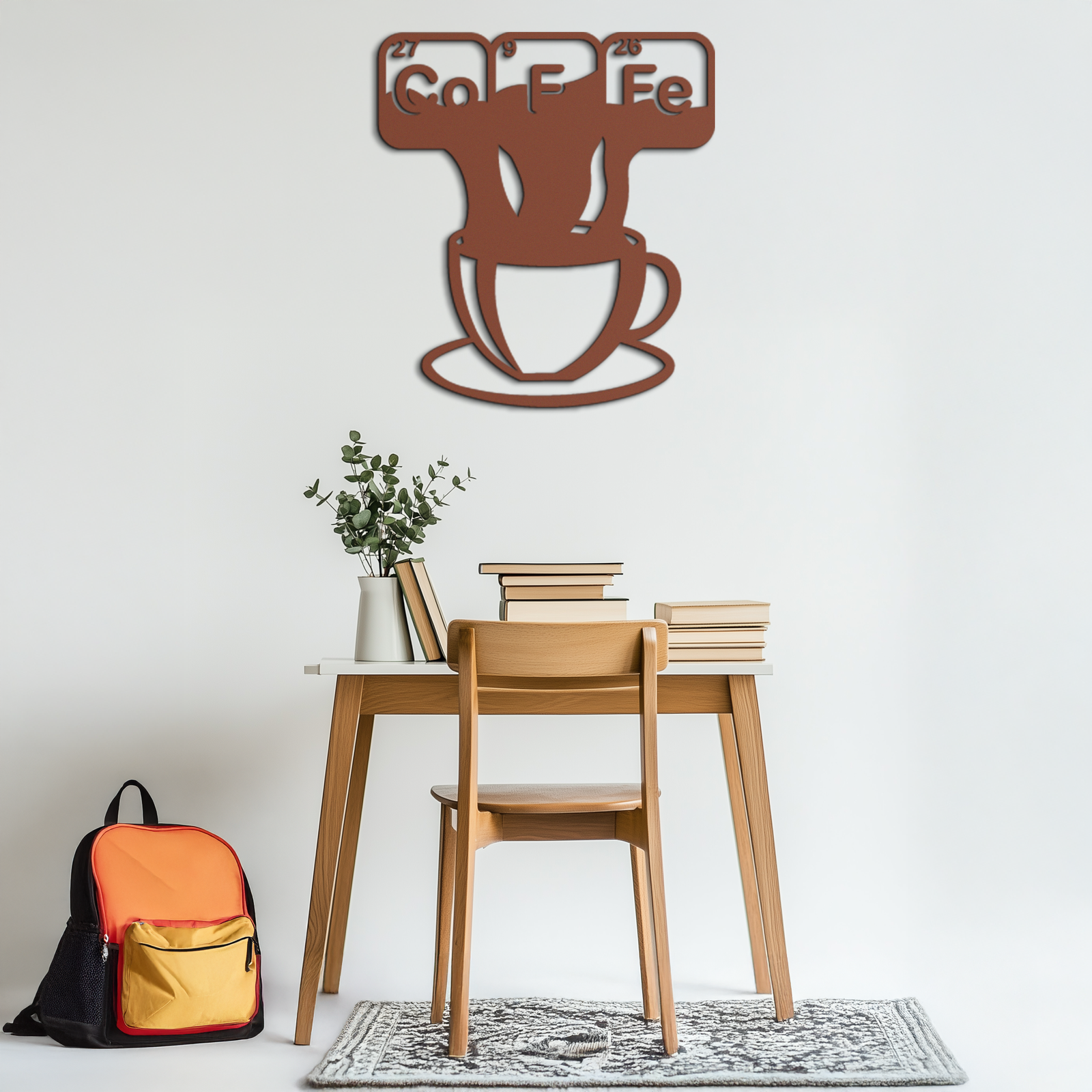 Coffee Elements Chemistry Metal Wall Art – Scientific Coffee Cup Black Steel Decor for Kitchens, Cafés, and Offices- KAF462