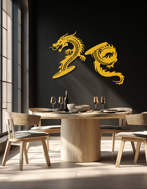 Load image into Gallery viewer, Yin Yang Dragon Duo Metal Wall Art – Eastern-Inspired Black Steel Decor for Modern, Zen and Asian-Themed Interiors- KAF464
