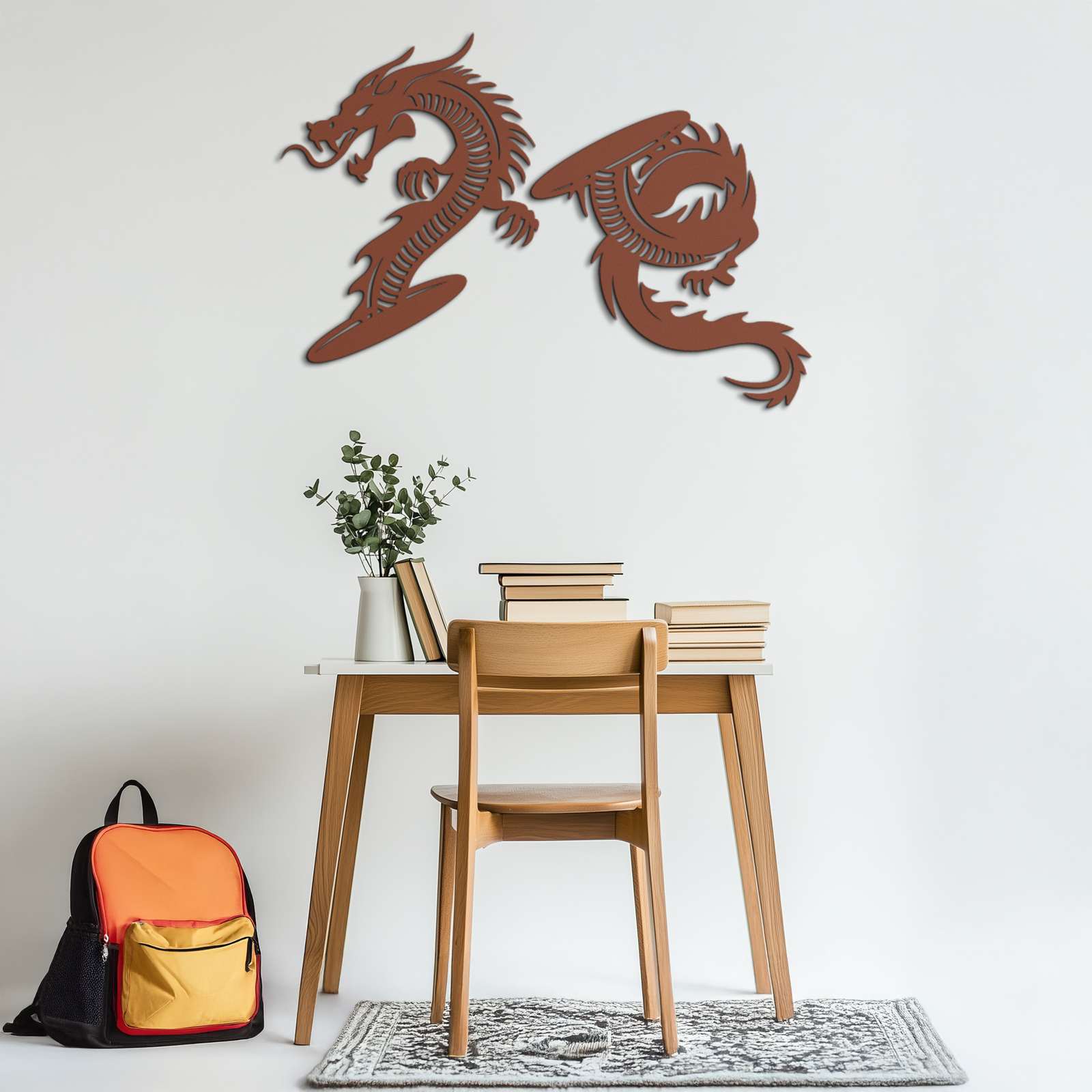 Yin Yang Dragon Duo Metal Wall Art – Eastern-Inspired Black Steel Decor for Modern, Zen and Asian-Themed Interiors- KAF464