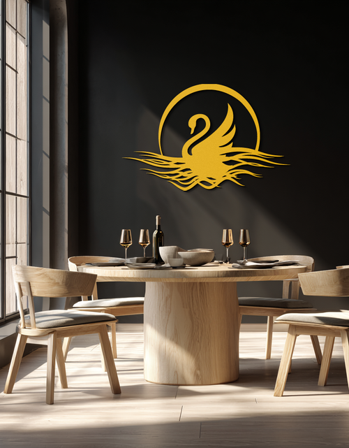 Load image into Gallery viewer, Elegant Swan on Lake Metal Wall Art – Serene Black Steel Decor for Modern, Nature-Inspired Home Interiors- KAF465