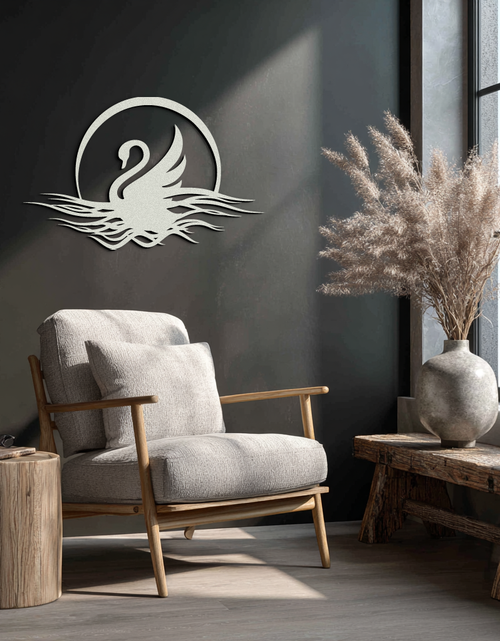 Load image into Gallery viewer, Elegant Swan on Lake Metal Wall Art – Serene Black Steel Decor for Modern, Nature-Inspired Home Interiors- KAF465