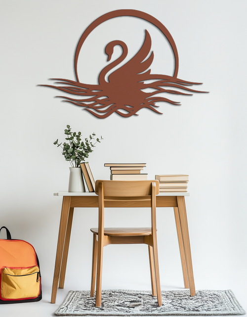 Load image into Gallery viewer, Elegant Swan on Lake Metal Wall Art – Serene Black Steel Decor for Modern, Nature-Inspired Home Interiors- KAF465