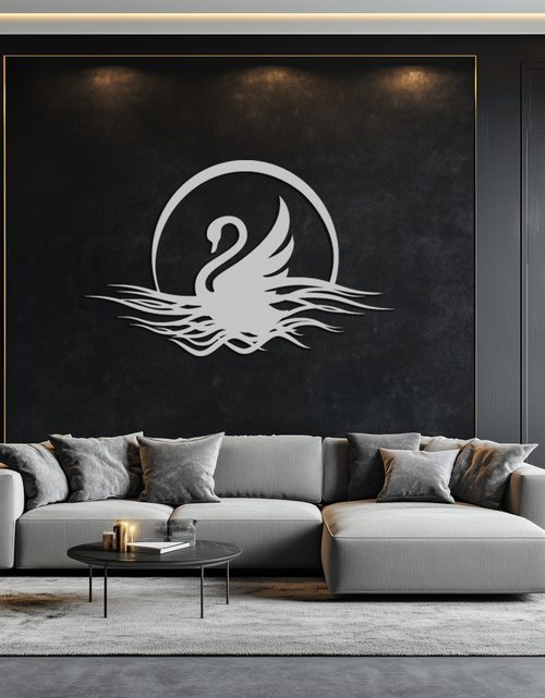 Load image into Gallery viewer, Elegant Swan on Lake Metal Wall Art – Serene Black Steel Decor for Modern, Nature-Inspired Home Interiors- KAF465