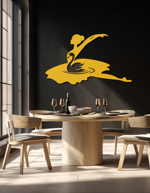 Load image into Gallery viewer, Ballet Dancer with Swan Silhouette Metal Wall Art – Elegant Black Steel Decor for Ballet Studios, Bedrooms, and Living Spaces- KAF466