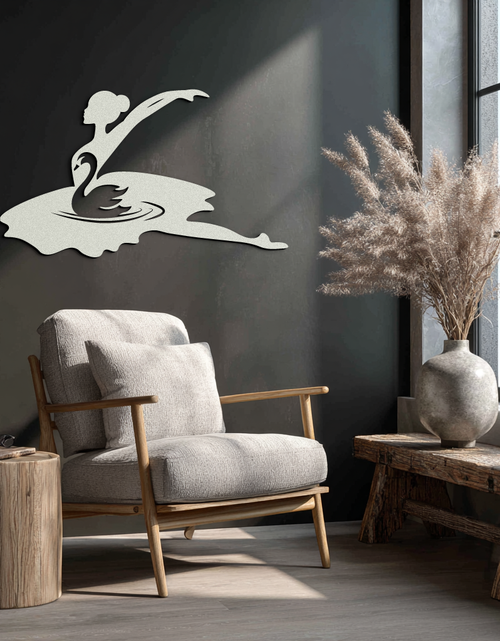 Load image into Gallery viewer, Ballet Dancer with Swan Silhouette Metal Wall Art – Elegant Black Steel Decor for Ballet Studios, Bedrooms, and Living Spaces- KAF466
