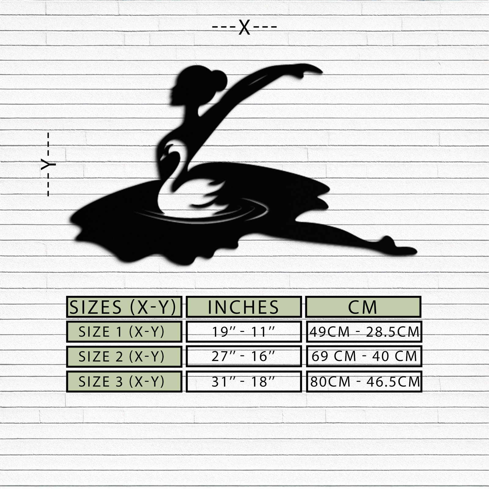 Ballet Dancer with Swan Silhouette Metal Wall Art – Elegant Black Steel Decor for Ballet Studios, Bedrooms, and Living Spaces- KAF466