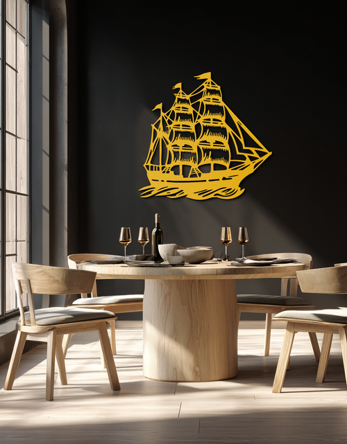 Load image into Gallery viewer, Nordic Viking Ship Metal Wall Art - Norse-Inspired Steel Decor- KAF470