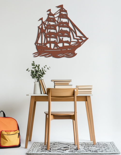 Load image into Gallery viewer, Nordic Viking Ship Metal Wall Art - Norse-Inspired Steel Decor- KAF470