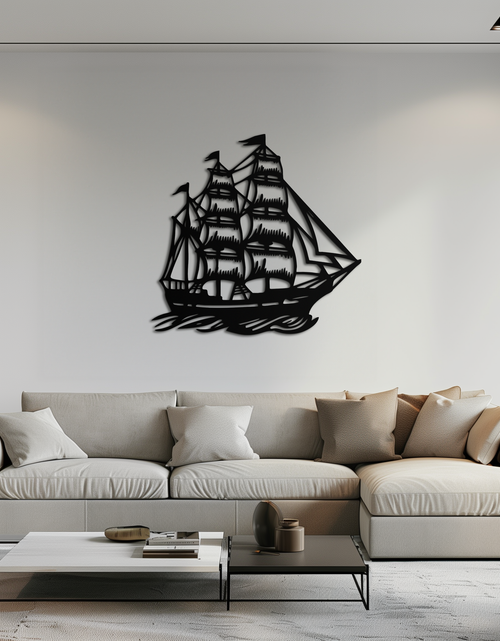 Load image into Gallery viewer, Nordic Viking Ship Metal Wall Art - Norse-Inspired Steel Decor- KAF470
