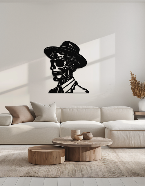 Load image into Gallery viewer, Sugar Head Makeup Man Metal Wall Art - Bold Steel Silhouette Decor- KAF471