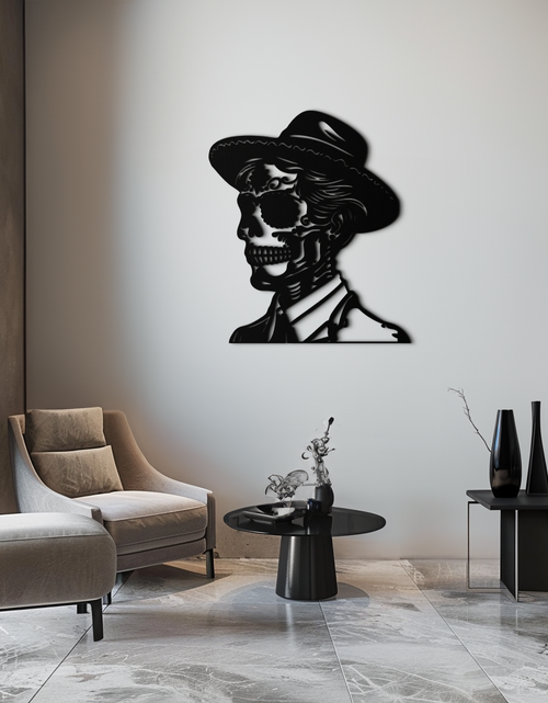 Load image into Gallery viewer, Sugar Head Makeup Man Metal Wall Art - Bold Steel Silhouette Decor- KAF471