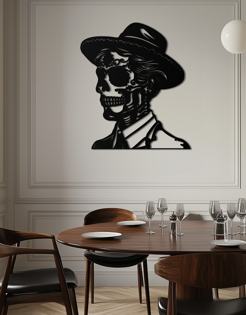 Load image into Gallery viewer, Sugar Head Makeup Man Metal Wall Art - Bold Steel Silhouette Decor- KAF471