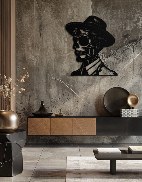 Load image into Gallery viewer, Sugar Head Makeup Man Metal Wall Art - Bold Steel Silhouette Decor- KAF471