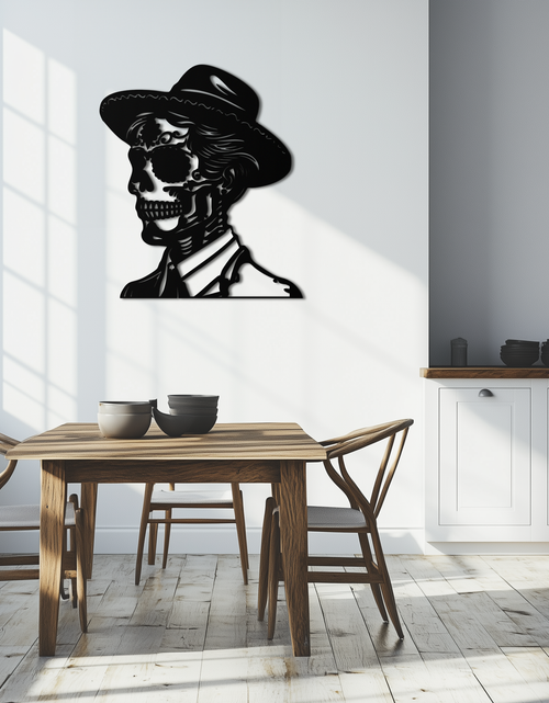 Load image into Gallery viewer, Sugar Head Makeup Man Metal Wall Art - Bold Steel Silhouette Decor- KAF471