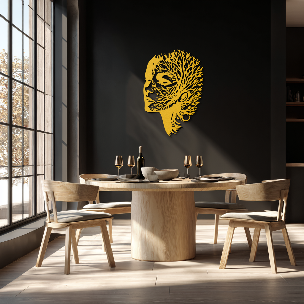 Tree Woman Metal Wall Art - Nature-Inspired Female Silhouette Decor- KAF472