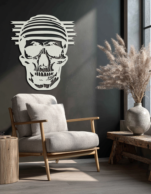 Load image into Gallery viewer, Skull Metal Wall Art - Bold and Edgy Steel Silhouette Decor- KAF477