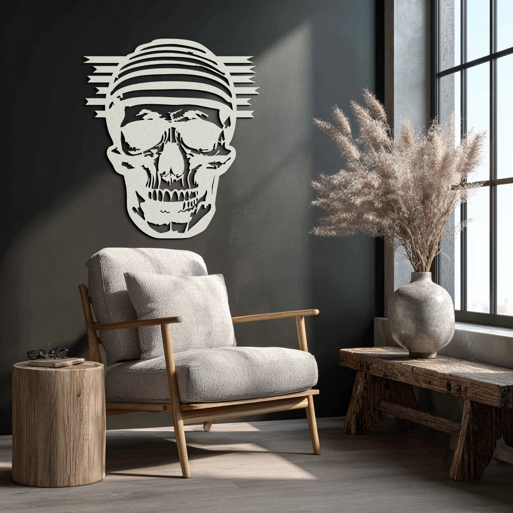 Skull Metal Wall Art - Bold and Edgy Steel Silhouette Decor- KAF477