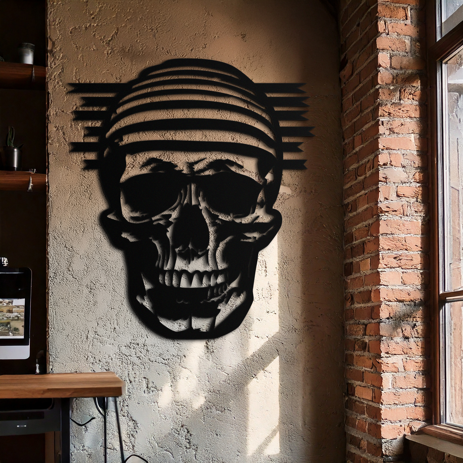Skull Metal Wall Art - Bold and Edgy Steel Silhouette Decor- KAF477
