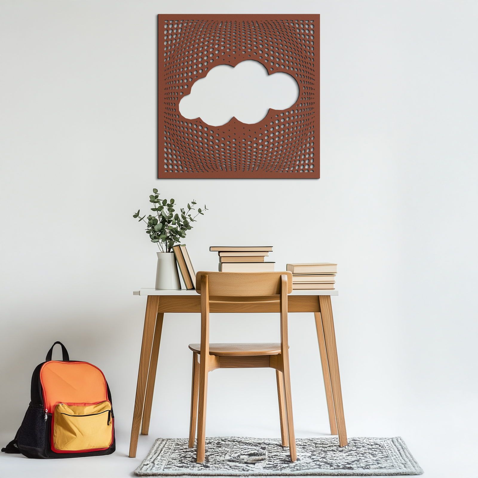 Minimal Cloud Metal Wall Art - Modern Steel Cloud Silhouette Decor- KAF478