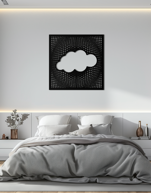 Load image into Gallery viewer, Minimal Cloud Metal Wall Art - Modern Steel Cloud Silhouette Decor- KAF478
