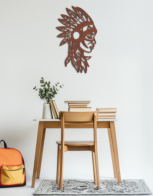 Load image into Gallery viewer, Native American Woman Metal Wall Art - Tribal Female Silhouette Steel Decor- KAF479