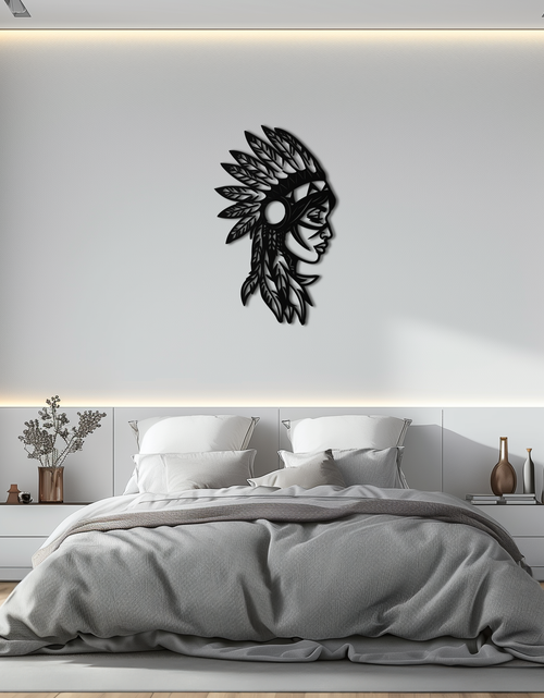 Load image into Gallery viewer, Native American Woman Metal Wall Art - Tribal Female Silhouette Steel Decor- KAF479