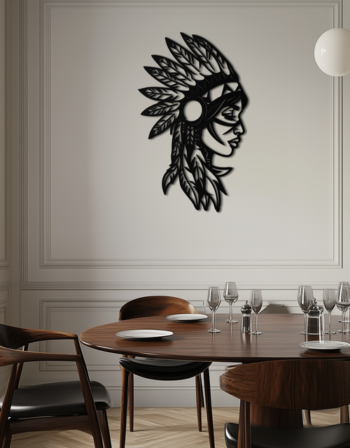 Load image into Gallery viewer, Native American Woman Metal Wall Art - Tribal Female Silhouette Steel Decor- KAF479
