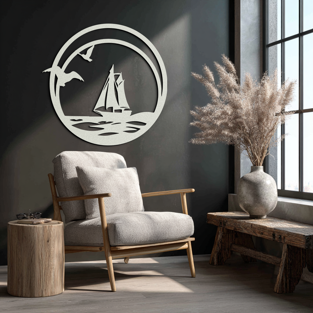 Sunset Silhouette Metal Wall Art - Mountain and Tree Steel Landscape Decor- KAF480