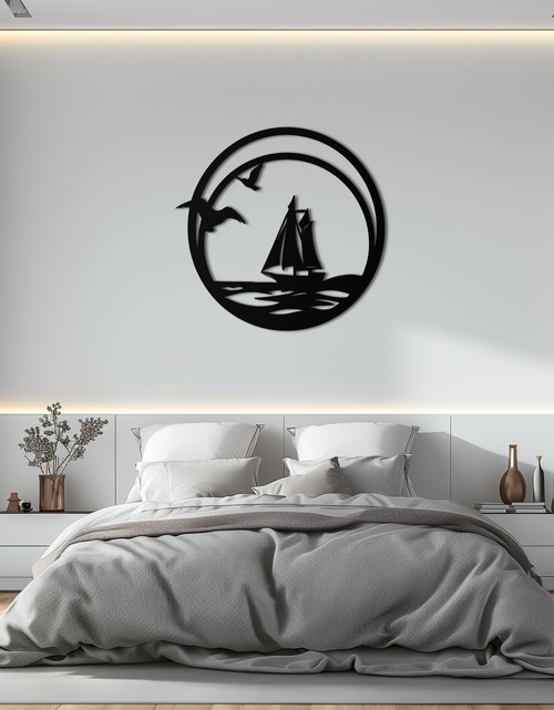 Load image into Gallery viewer, Sunset Silhouette Metal Wall Art - Mountain and Tree Steel Landscape Decor- KAF480