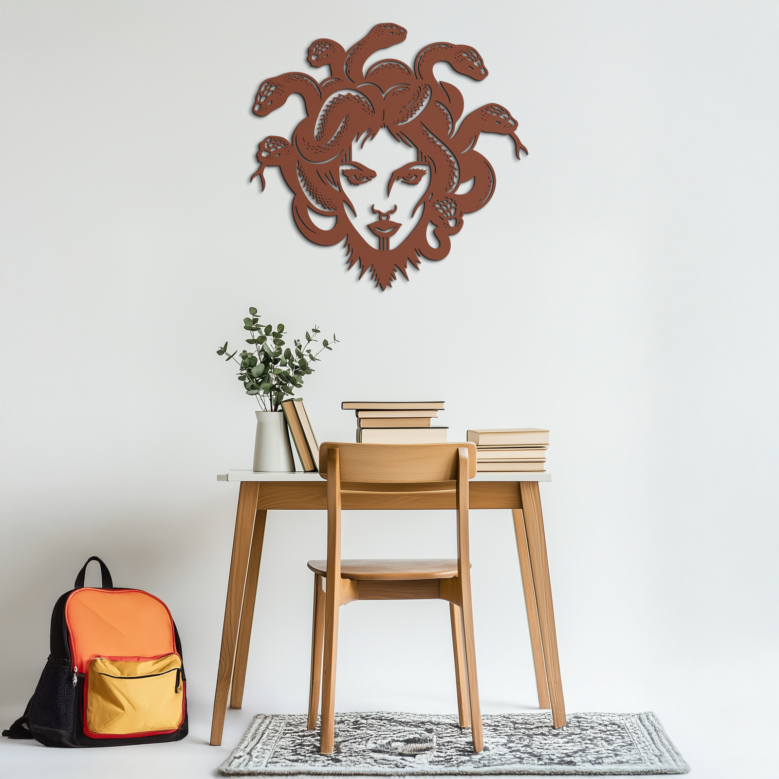 Medusa Metal Wall Art - Mythological Snake Hair Woman Steel Wall Decor- KAF481